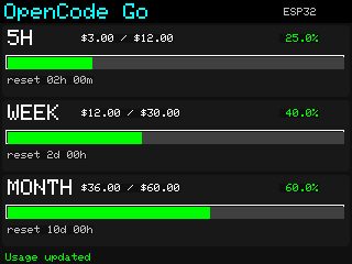 OpenCode Go LCD